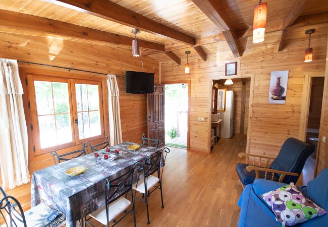 Living room of this wooden house in Alhaurín el Grande