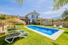 View of private pool of rural accommodation in Malaga.