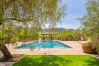 Swimming pool of the rural house with two cabins and its natural surroundings. 